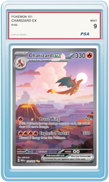 Charizard ex, 151 #199, front, PSA 9 display model